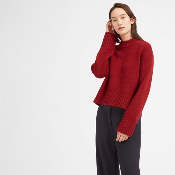Everlane Sweaters - Everlane Wool-Cashmere Square Crew in Red